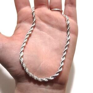 S925 Silver Plated Rope Necklace Bracelet Jewelry Set Christmas Birthday Gift!